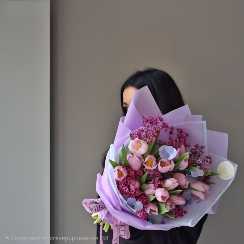 Twenty-five pink tulips in waterproof paper