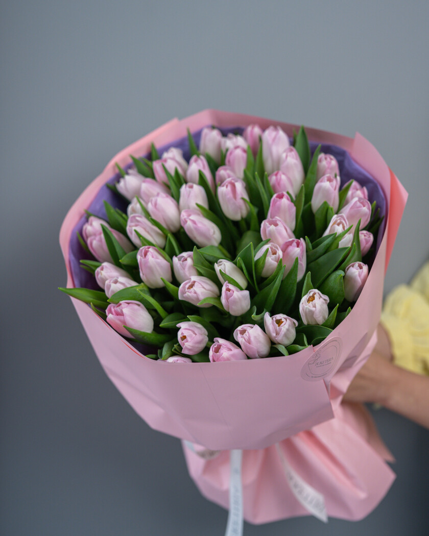 Pink tulips in waterproof paper