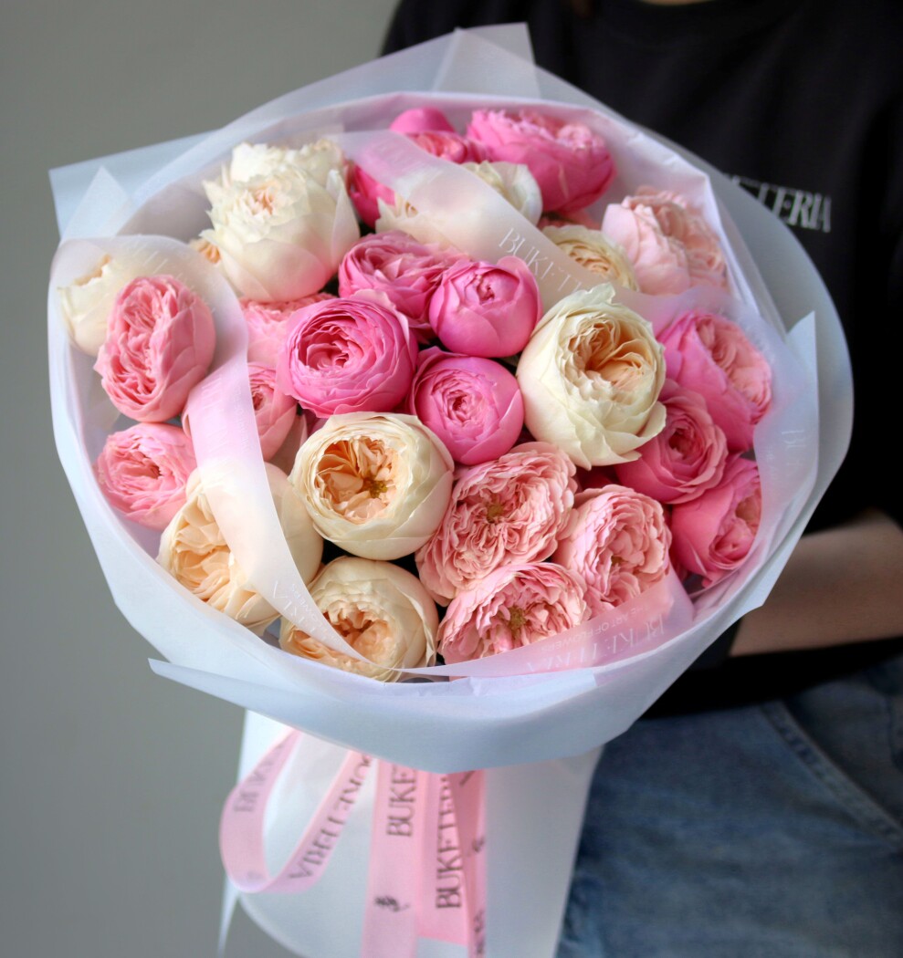 Light pink and cream roses in waterproof paper