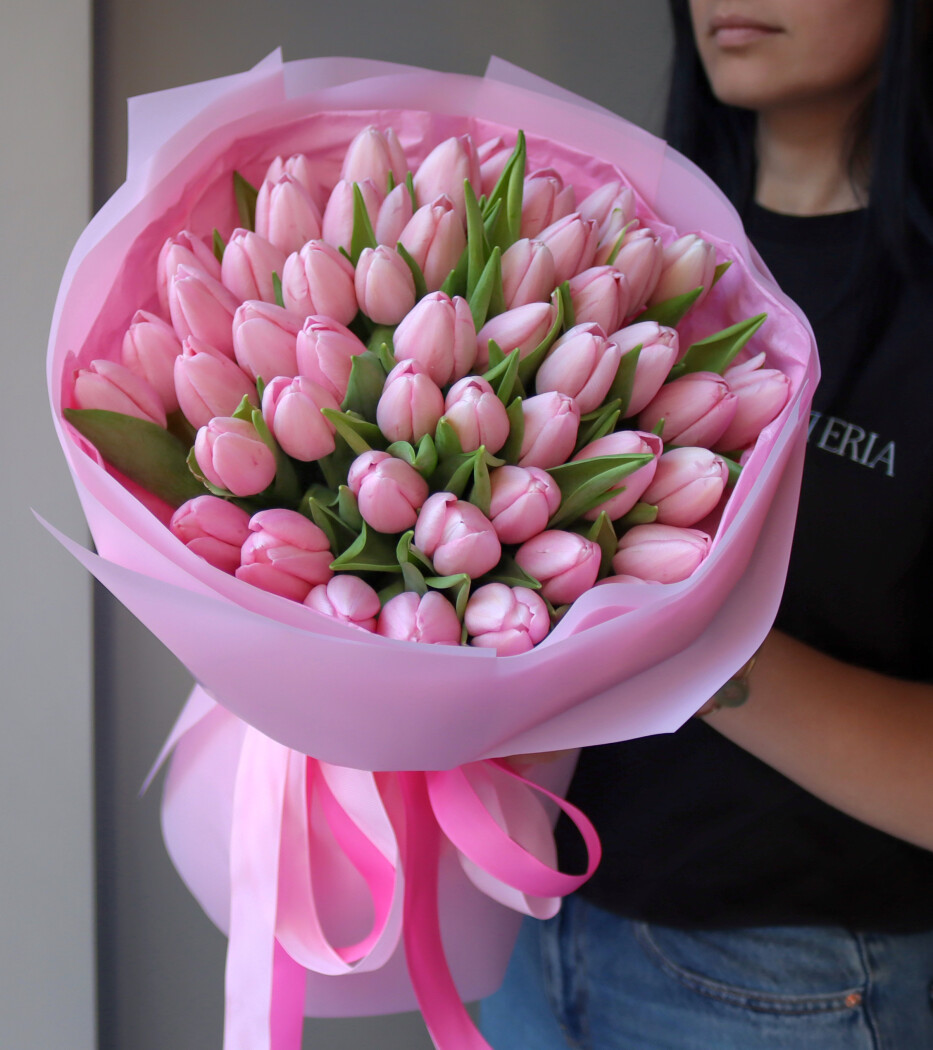 Light pink tulips in waterproof paper