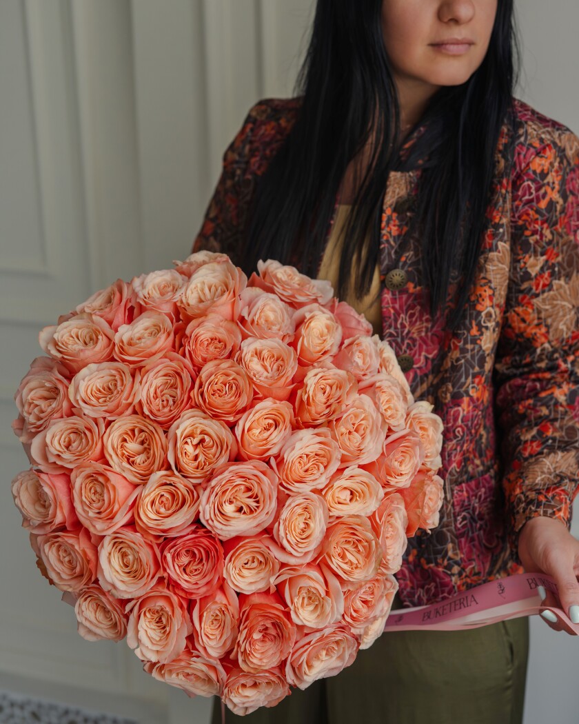 Fifty-one peach garden roses