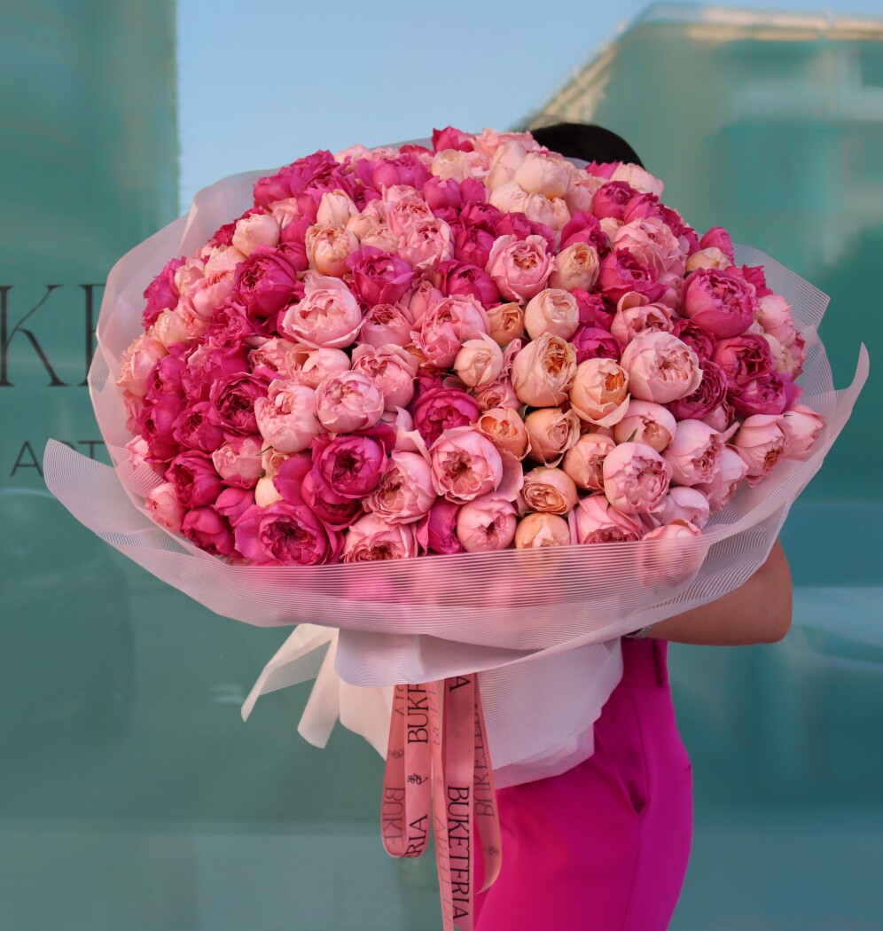 Hot pink and light pink spray roses
