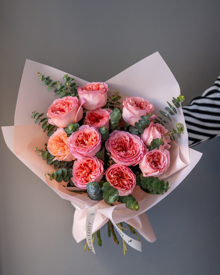 Peach garden roses in waterproof paper