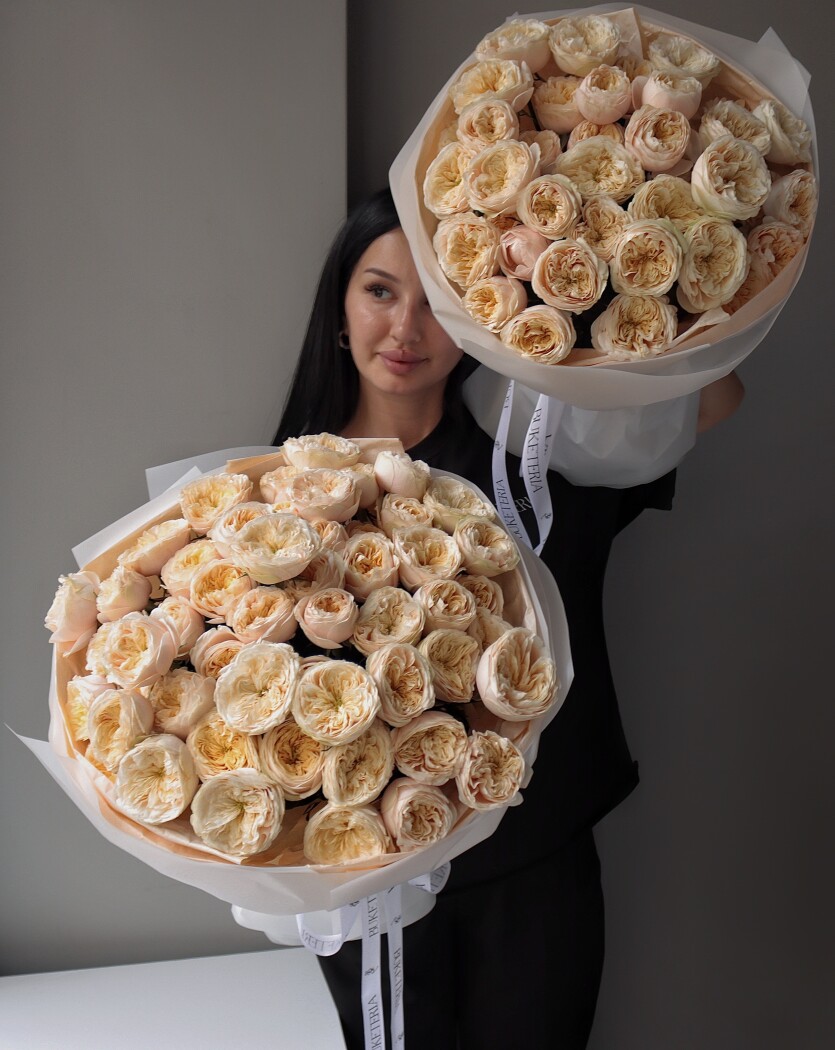 Peach spray roses in waterproof paper