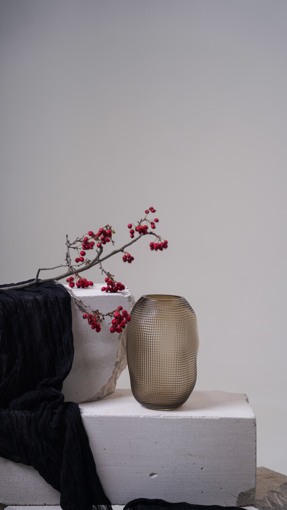 Ваза стеклянная 15*15*25 см (кофейный)