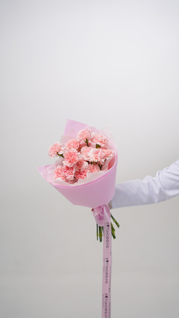 15 розовых диантусов в оформлении №109