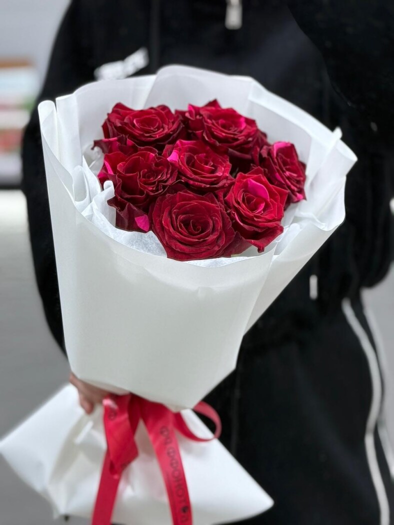 7 роз микс в оформлении №388 