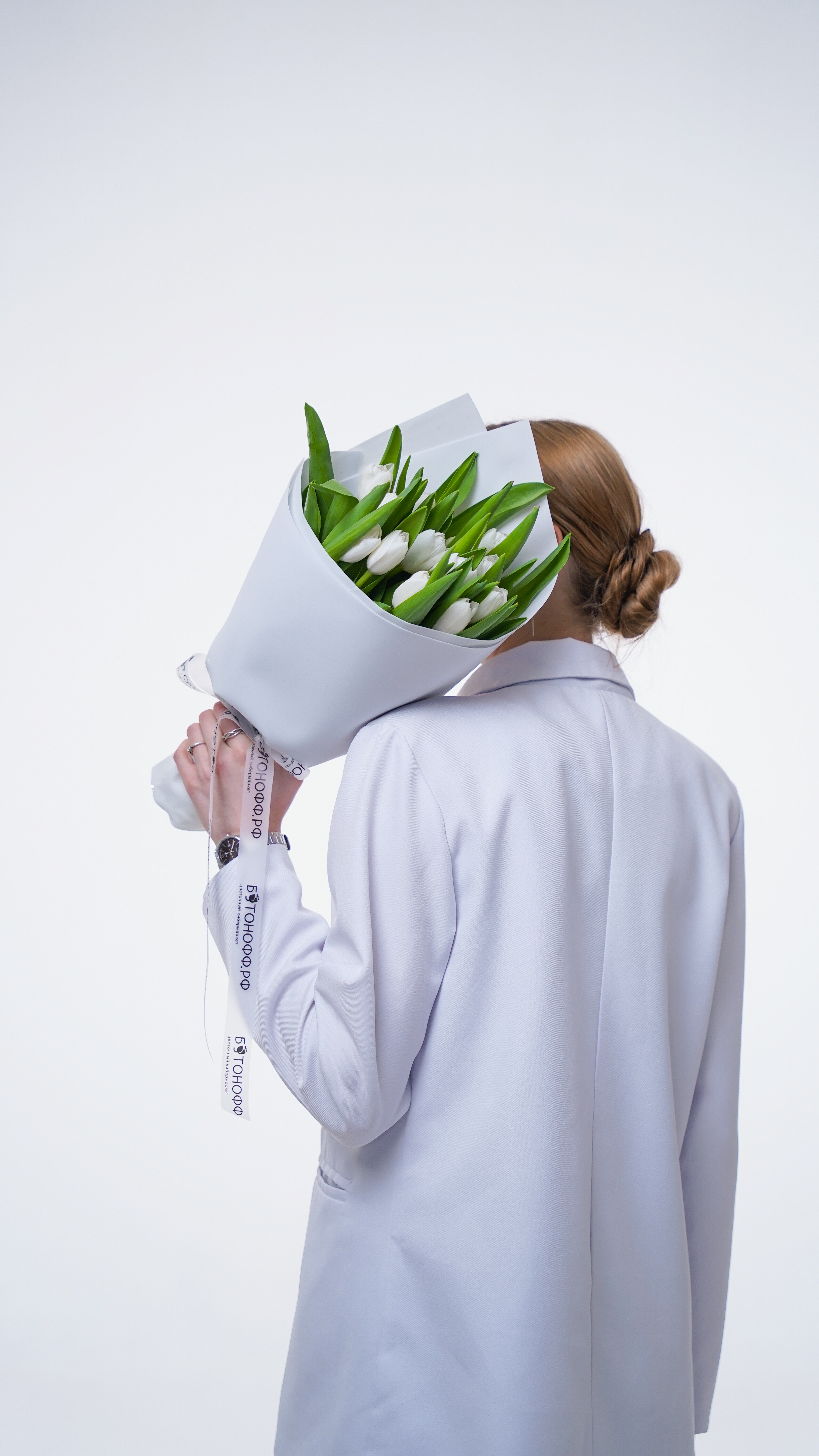 15 белых тюльпанов в оформлении №363 (tovar_363)