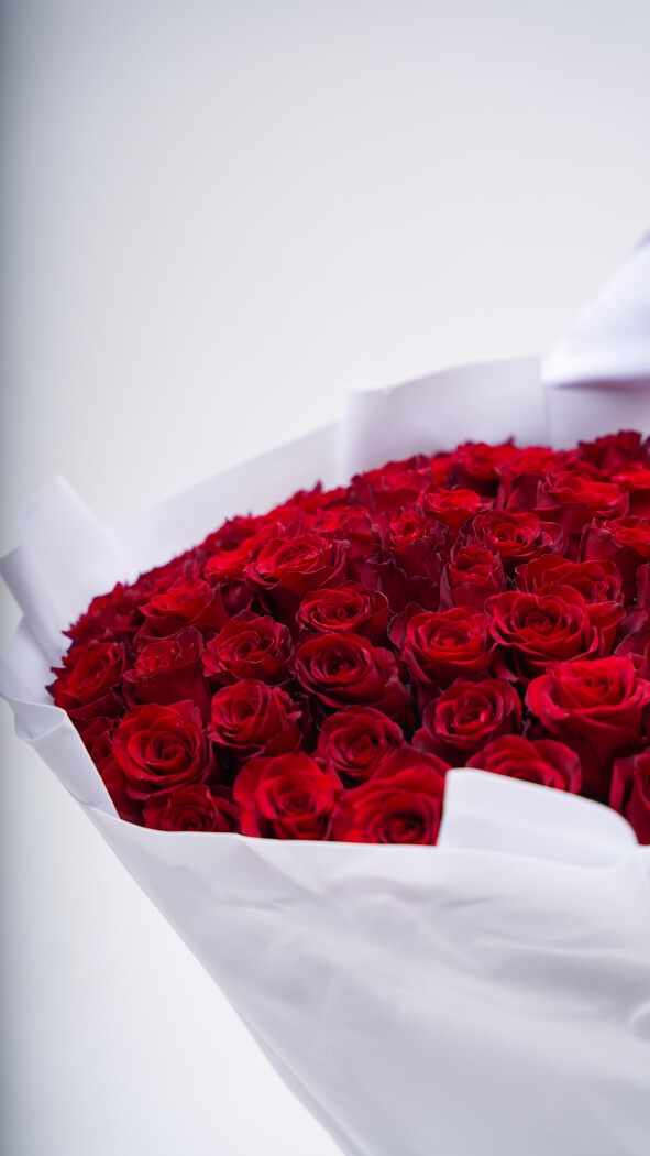 101 красная метровая роза в оформлении №247