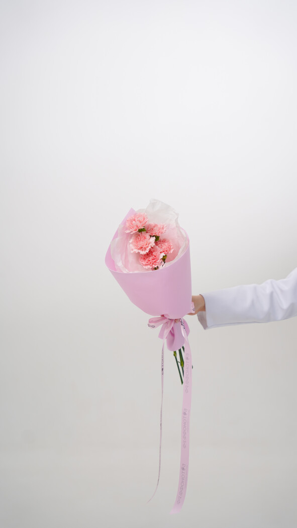 5 розовых диантусов в оформлении №106