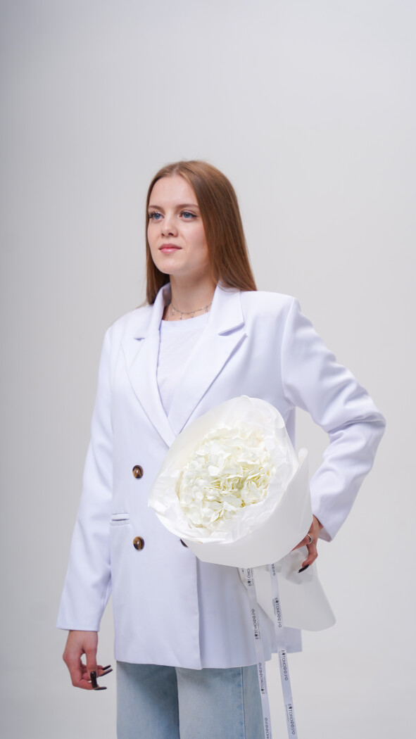 1 белая гортензия в оформлении №203