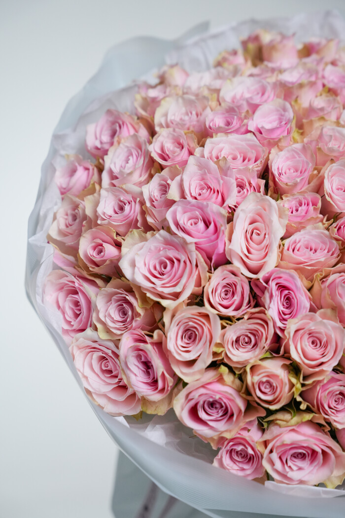 101 нежно-розовая роза в оформлении №39