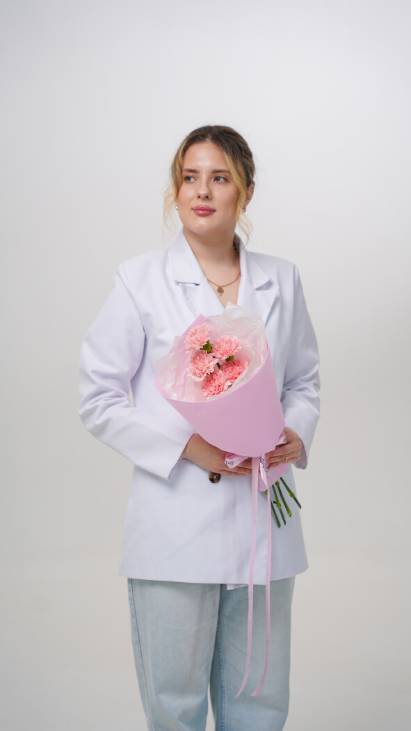 5 розовых диантусов в оформлении №106