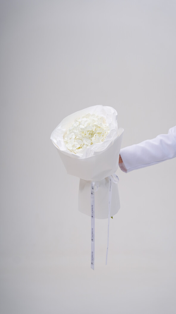 1 белая гортензия в оформлении №203