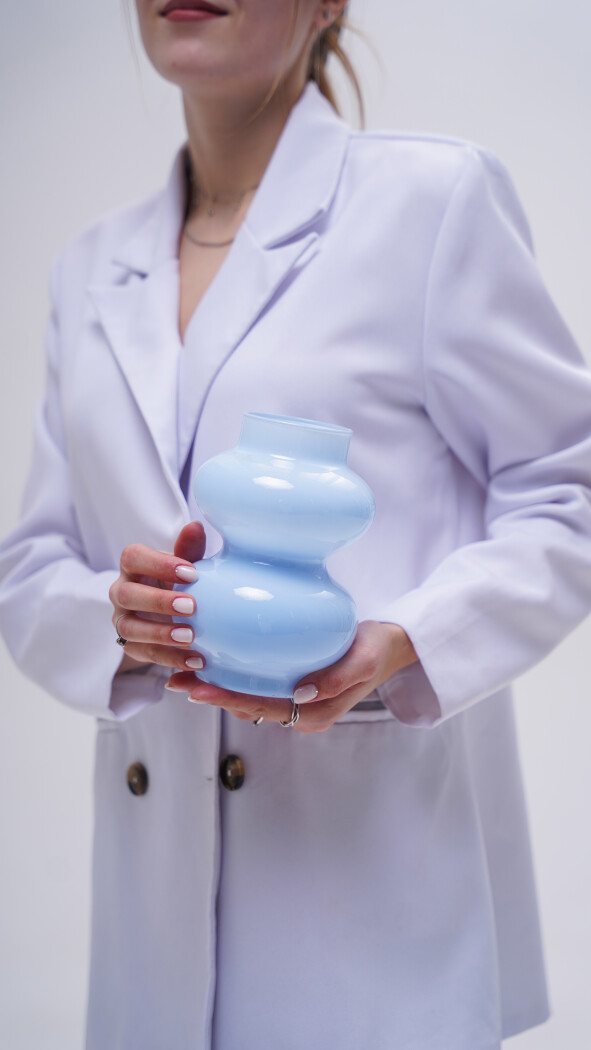 Ваза стеклянная 7x18 см (голубая)