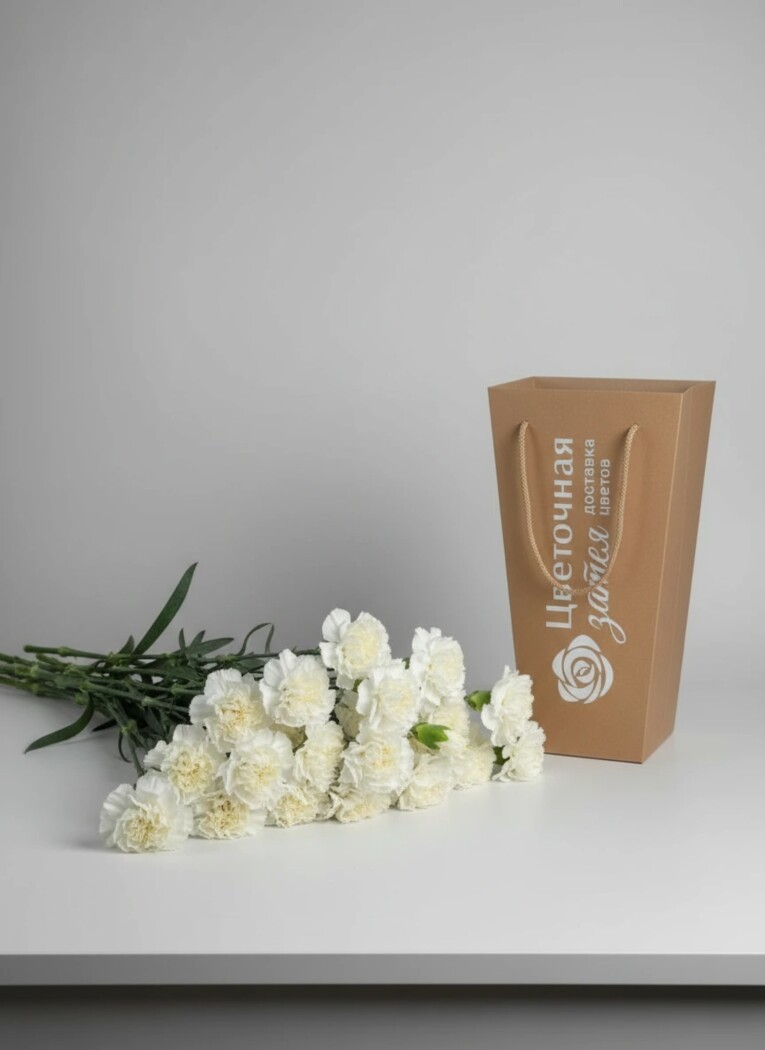 Банч из 20 диантусов белого цвета