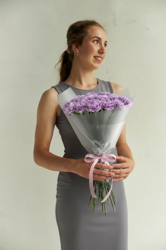 Букет из 25 сиреневых диантусов