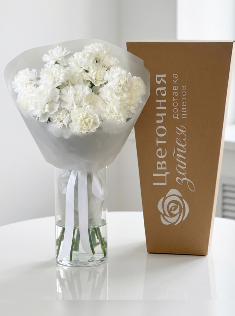 Букет из 19 белых диантусов белого цвета 