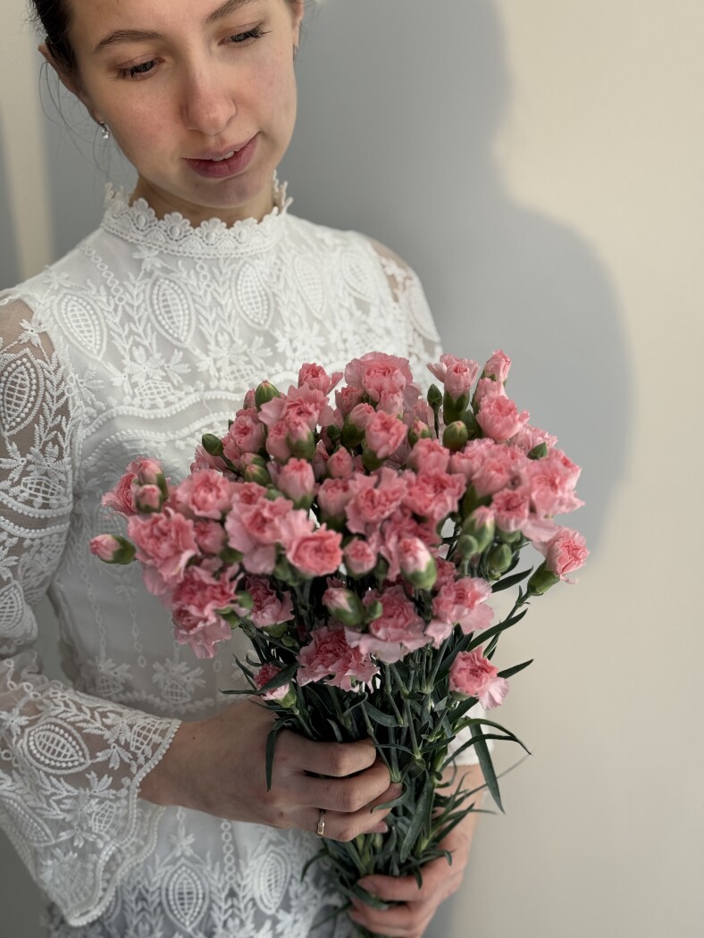 Банч из 21 кустовых диантусов розового цвета