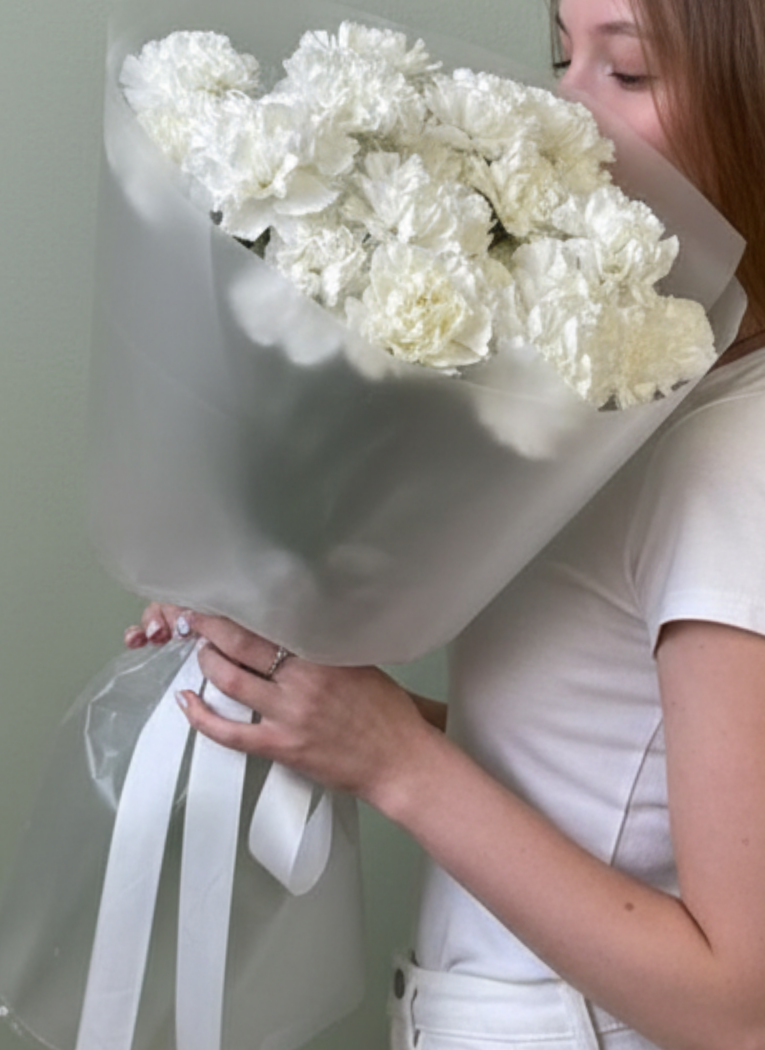 Букет из 19 белых диантусрв