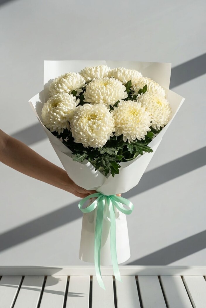 Букет из 11 хризантем Магнум белый