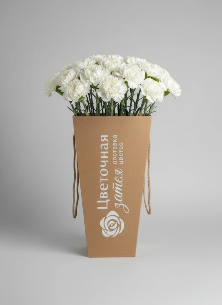 Банч из 19  диантусов белого цвета