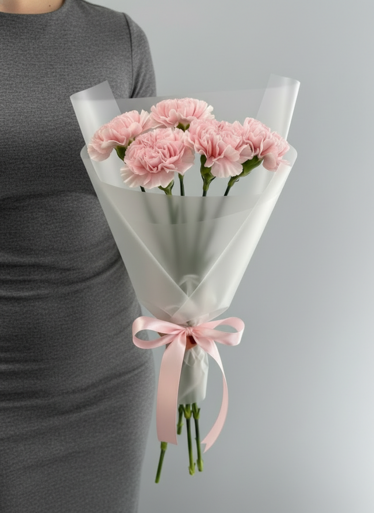 Букет из 5 диантусов розового цвета