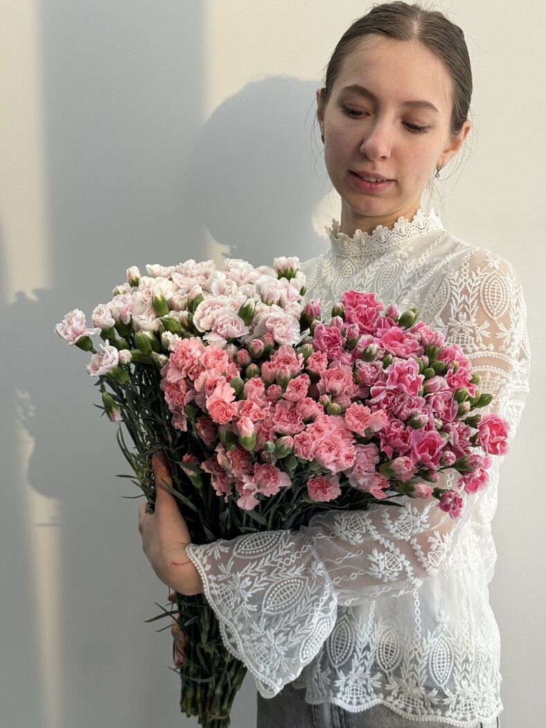 гвоздика кустовая розовая