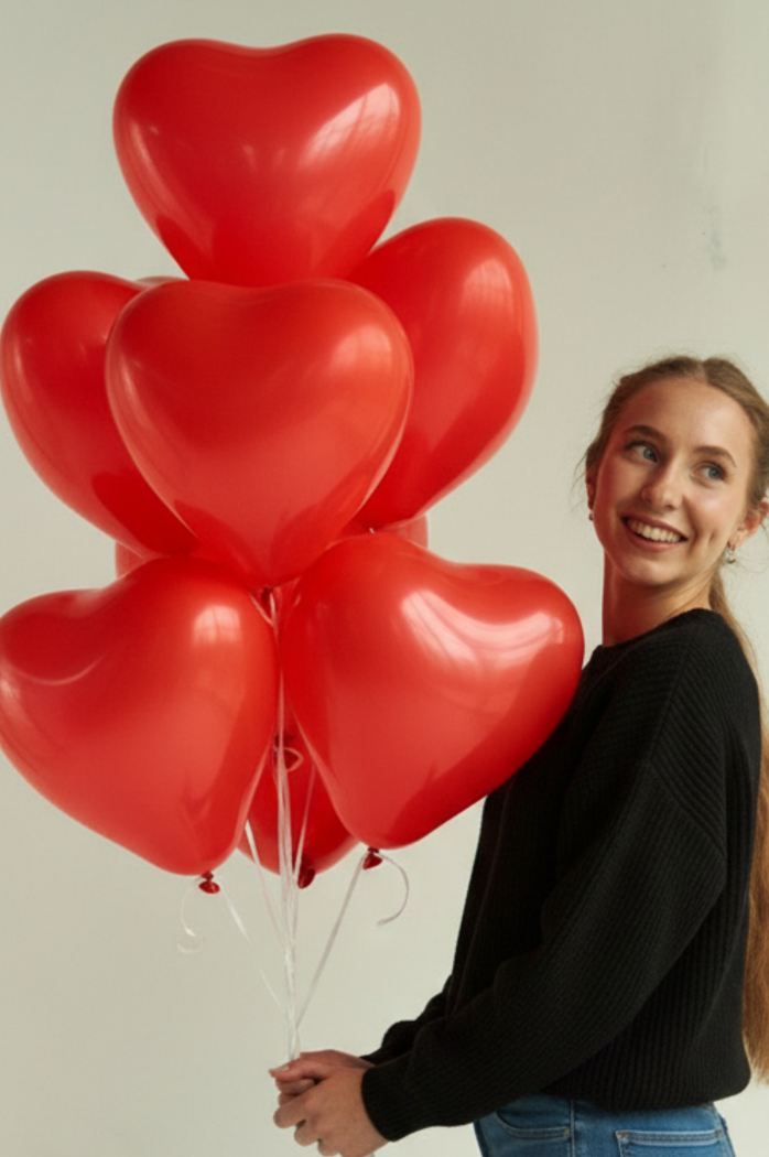 Букет из 7 шаров сердец латекс красных